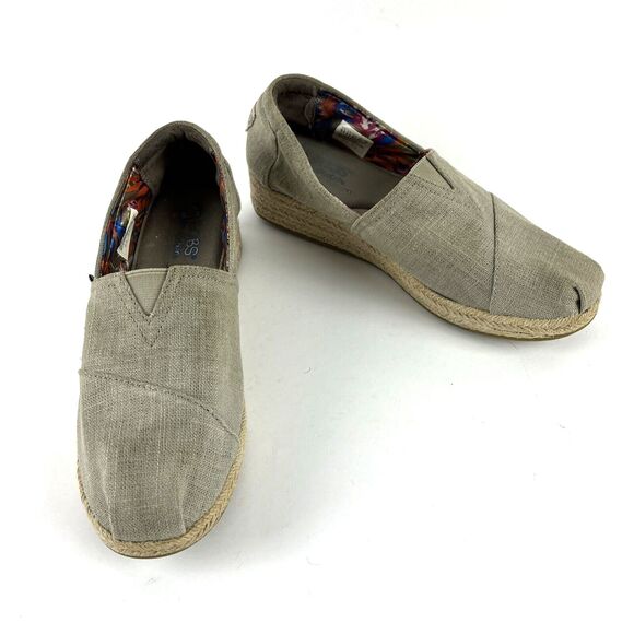 Skechers BOBS Memory foam Light Beige Canvas Slip on Shoes Womens SZ 9.5 - Picture 3 of 15